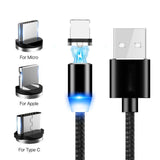 Cable De Carga Magnetico De Usb A Micro Usb, Usb-C Y Lightning 3 En 1 1 Metro 5v/2.4v