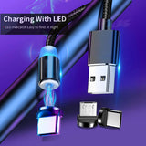 Cable De Carga Magnetico De Usb A Micro Usb, Usb-C Y Lightning 3 En 1 1 Metro 5v/2.4v