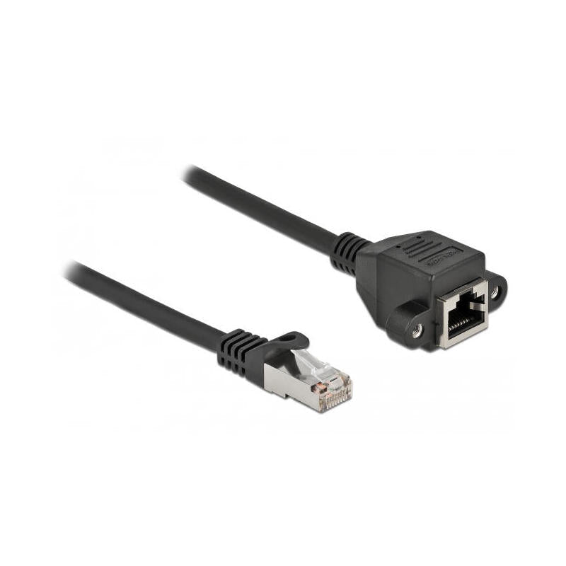 Cable Delock De Extensión De Red S/Ftp Rj45 Macho A Rj45 Hembra Cat.6a 25 Cm Negro