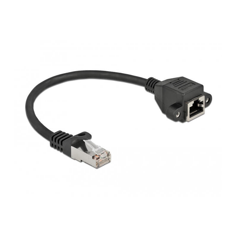 Cable Delock De Extensión De Red S/Ftp Rj45 Macho A Rj45 Hembra Cat.6a 25 Cm Negro