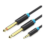 Cable Estéreo Vention Bacbd Jack 3.5 Macho 2x Jack 6.5 Macho 50cm Negro