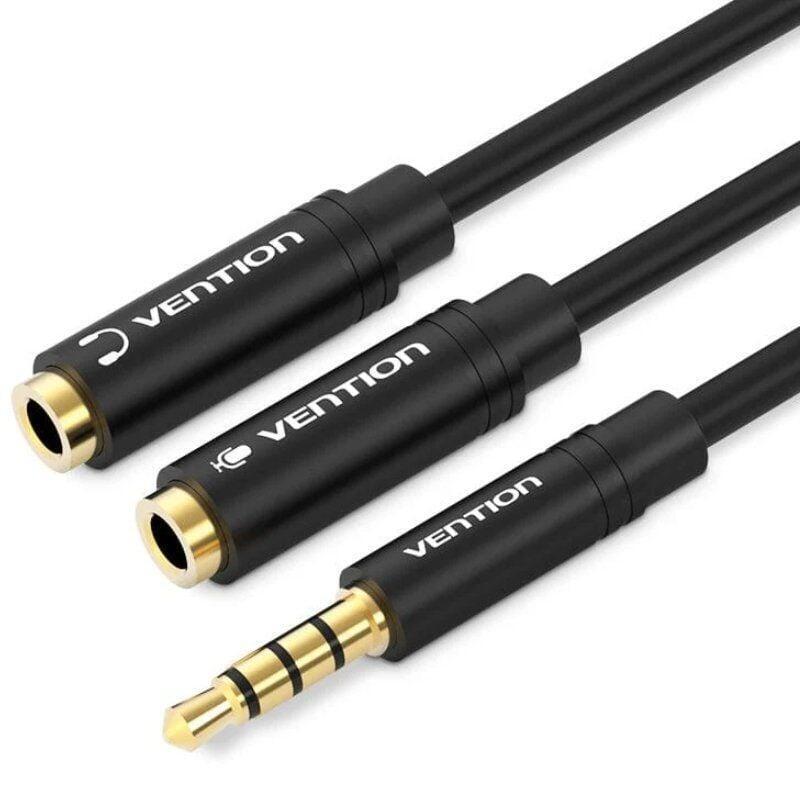 Cable Estéreo Vention Bbvby Jack 3.5 Macho 2x Jack 3.5 Hembra 30cm Negro