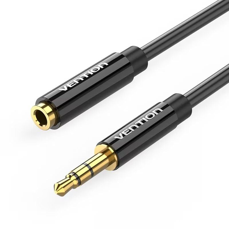 Cable Estéreo Vention Bbzbf Jack 3.5 Macho Jack 3.5 Hembra 1m Negro