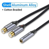 Cable Estéreo Vention Bcohy Jack 3.5 Hembra 2x Rca Macho 30cm Gris