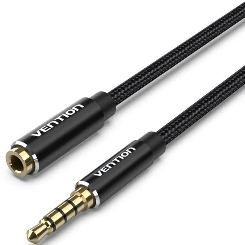 Cable Estéreo Vention Bhcbj Jack 3.5 Macho Jack 3.5 Hembra 5m Negro