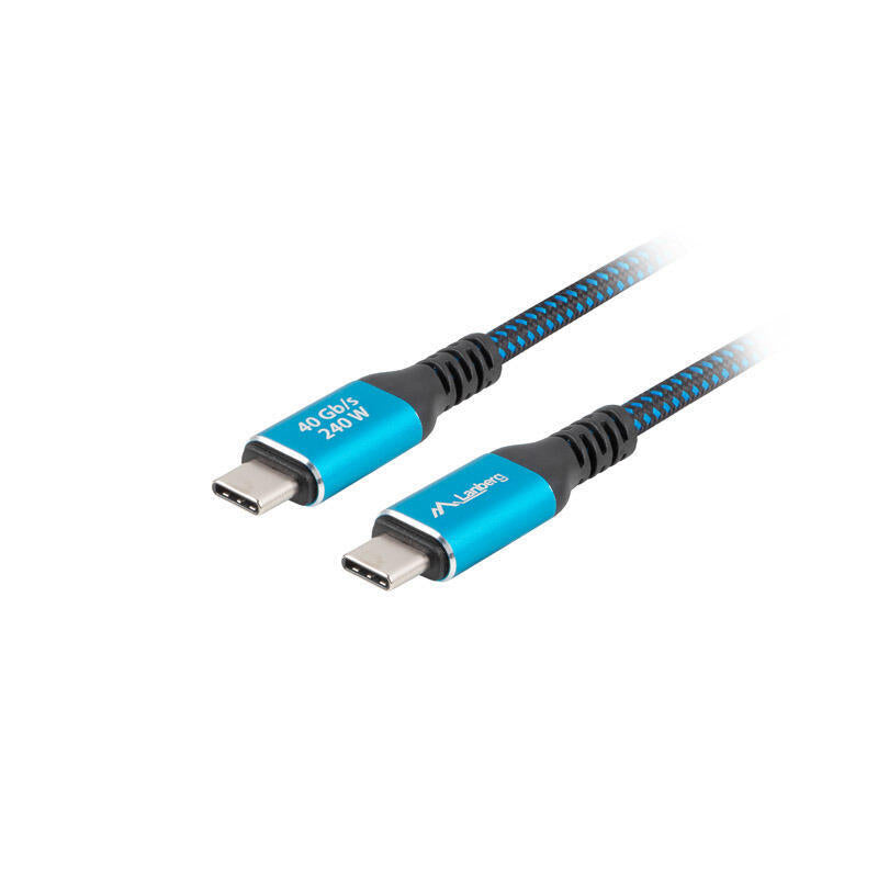 Cable Lanberg Usb-C M M 4.0 0.5m 240w 8k 60hz Black-Blue