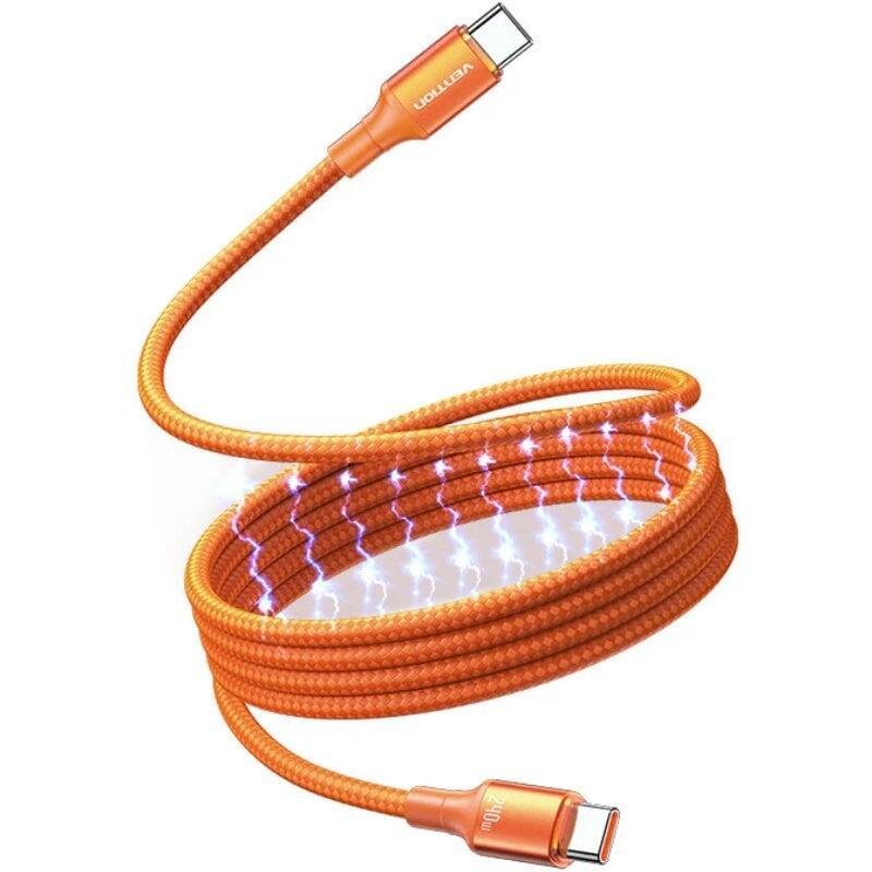 Cable Magnético Usb 2.0 Tipo-C 5a Vention Tsaof Usb Tipo-C Macho Usb Tipo-C Macho Hasta 240w 480mbps 1m Naranja