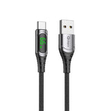 Cable Qcharx Menorca Usb A Tipo C 3a 66w 1 M Aleación Aluminio Negro Cable Suave Digital Display