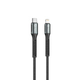 Cable Qcharx Prague Tipo C A Lightning 3a 20w 1 M Aleación De Aluminio Negro Cable Trenzado Suave