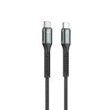 Cable Qcharx Prague Tipo C A Tipo C 3a 100w 1 M Aleación De Aluminio Negro Cable Trenzado Suave