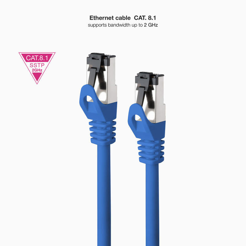 Cable Red Cat.8.1 2ghz Lszh Sstp Awg26 Azul 1 M