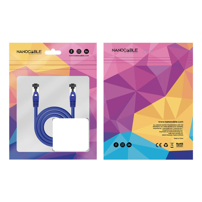 Cable Red Cat.8.1 2ghz Lszh Sstp Awg26 Azul 25 Cm