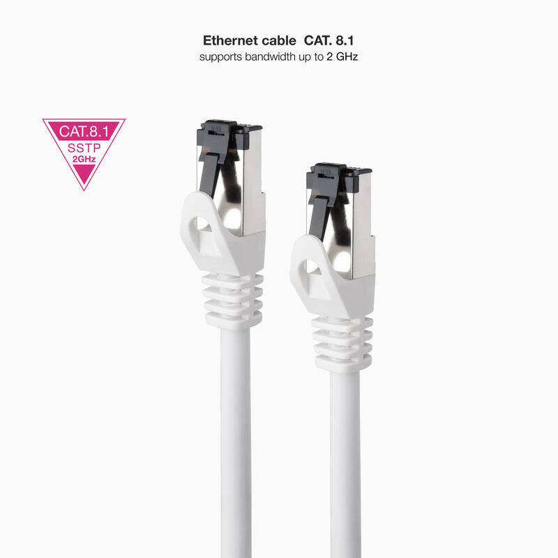 Cable Red Cat.8.1 2ghz Lszh Sstp Awg26 Blanco 25cm