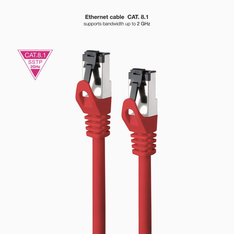 Cable Red Cat.8.1 2ghz Lszh Sstp Awg26 Rojo 0.5 M