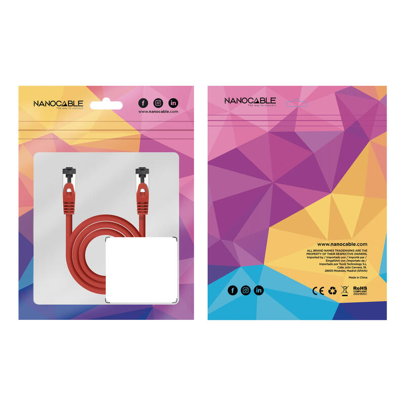 Cable Red Cat.8.1 2ghz Lszh Sstp Awg26 Rojo 25 Cm