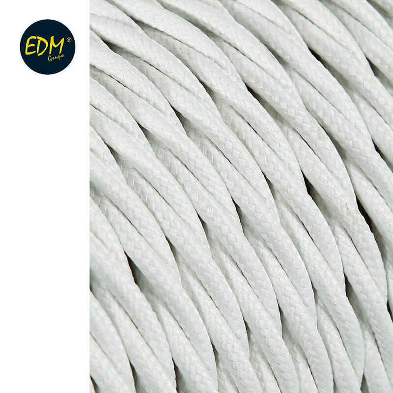 Cable Textil Trenzado 2x0,75mm Blanco 5m