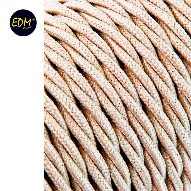 Cable Textil Trenzado 2x0,75mm C-15 Beige Seda 5m