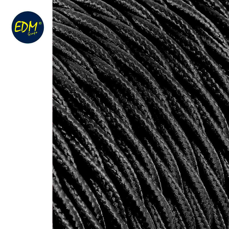 Cable Textil Trenzado 2x0,75mm C-41 Negro Seda 5m