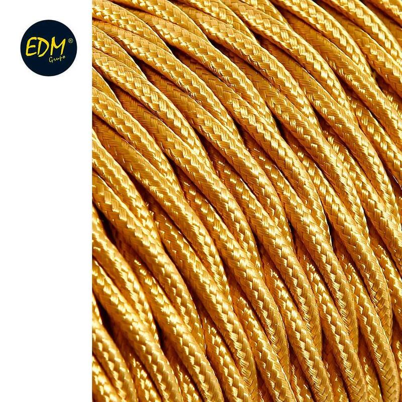 Cable Textil Trenzado 2x0,75mm C-45 Oro Mate Seda 5m
