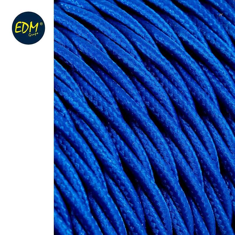 Cable Textil Trenzado 2x0,75mm C-75 Azul Seda 5m