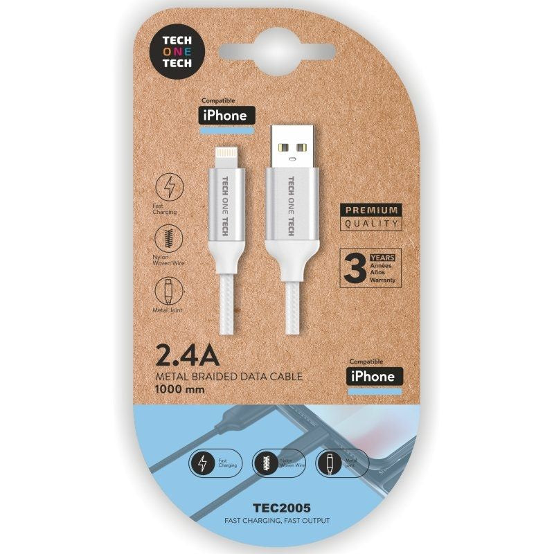 Cable Usb 2.0 Tech One Tech Tec2005 Usb Macho Lightning Macho 1m Blanco