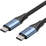 Cable Usb 2.0 Tipo-C 5a Vention Trebh Usb Tipo-C Macho Usb Tipo-C Macho Hasta 240w 480mbps 2m Azul Y Negro