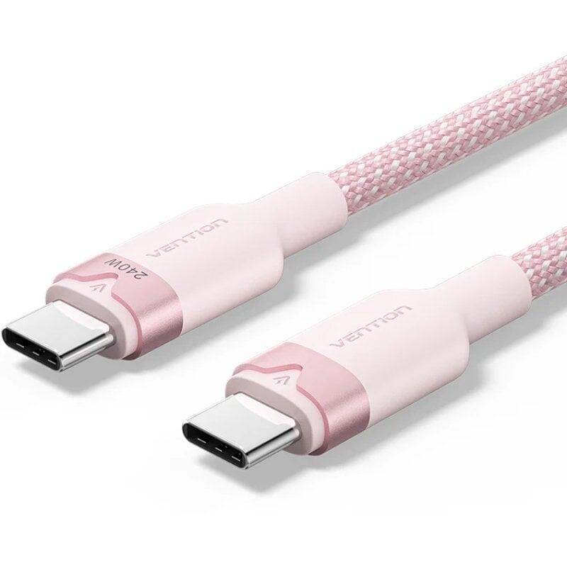 Cable Usb 2.0 Tipo-C 5a Vention Triph Usb Tipo-C Macho Usb Tipo-C Macho Hasta 240w 480mbps 2m Rosa