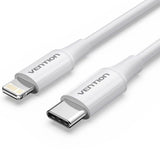 Cable Usb 2.0 Tipo-C Lightning Vention Lajwf Usb Tipo-C Macho Lightning Macho Hasta 27w 480mbps 1m Blanco