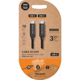 Cable Usb 2.0 Tipo-C Tech One Tech Tec2206 Usb Tipo-C Macho Usb Tipo-C Macho Hasta 60w 480mbps 1m Negro
