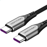 Cable Usb 2.0 Tipo-C Vention Taehg Usb Tipo-C Macho Usb Tipo-C Macho Hasta 100w 480mbps 1.5m Gris