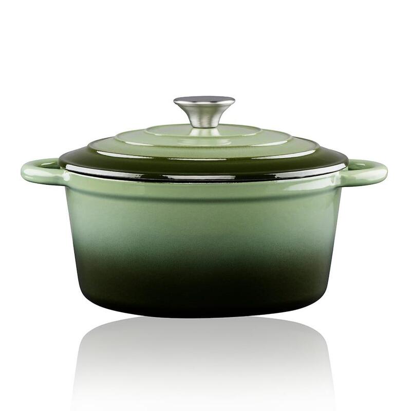 Cacerola De Hierro Fundido Esmaltado Color Verde 3,8 L, Ø24 X 11,8 Cm