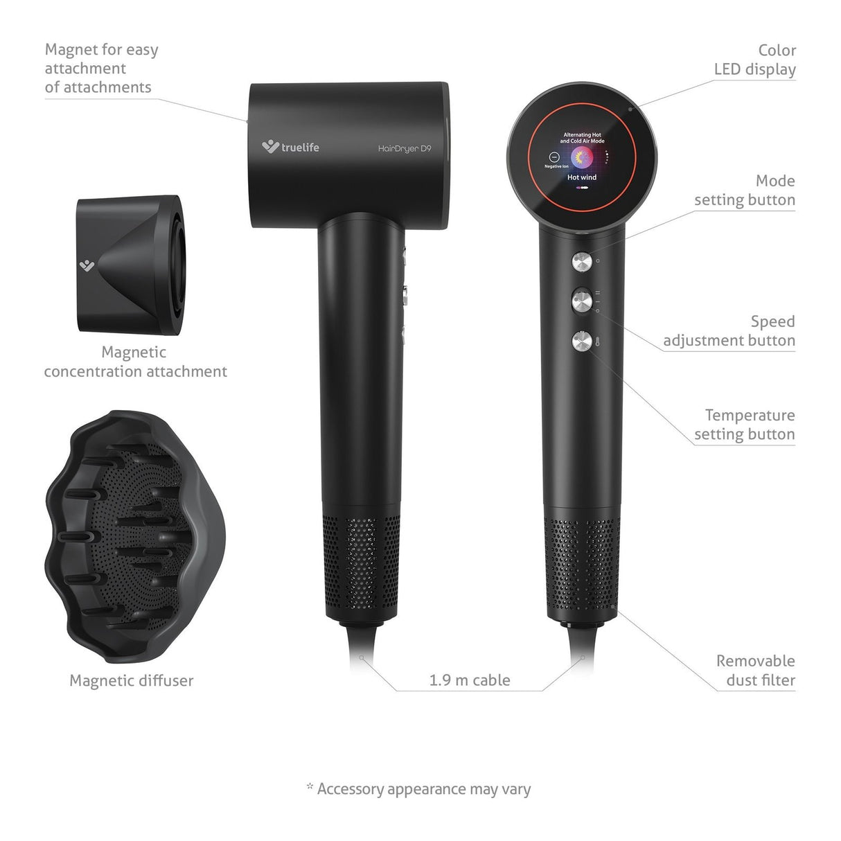 EAN 8595724900382 - TrueLife HairDryer D9 secador 1600 W Negro imagen 14