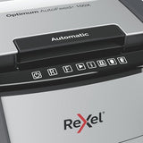 Destructora Automática Rexel Autofeed + 100x, P-4, Corta Confeti (4x28mm), 100 Hojas, Papelera De 34 Litros