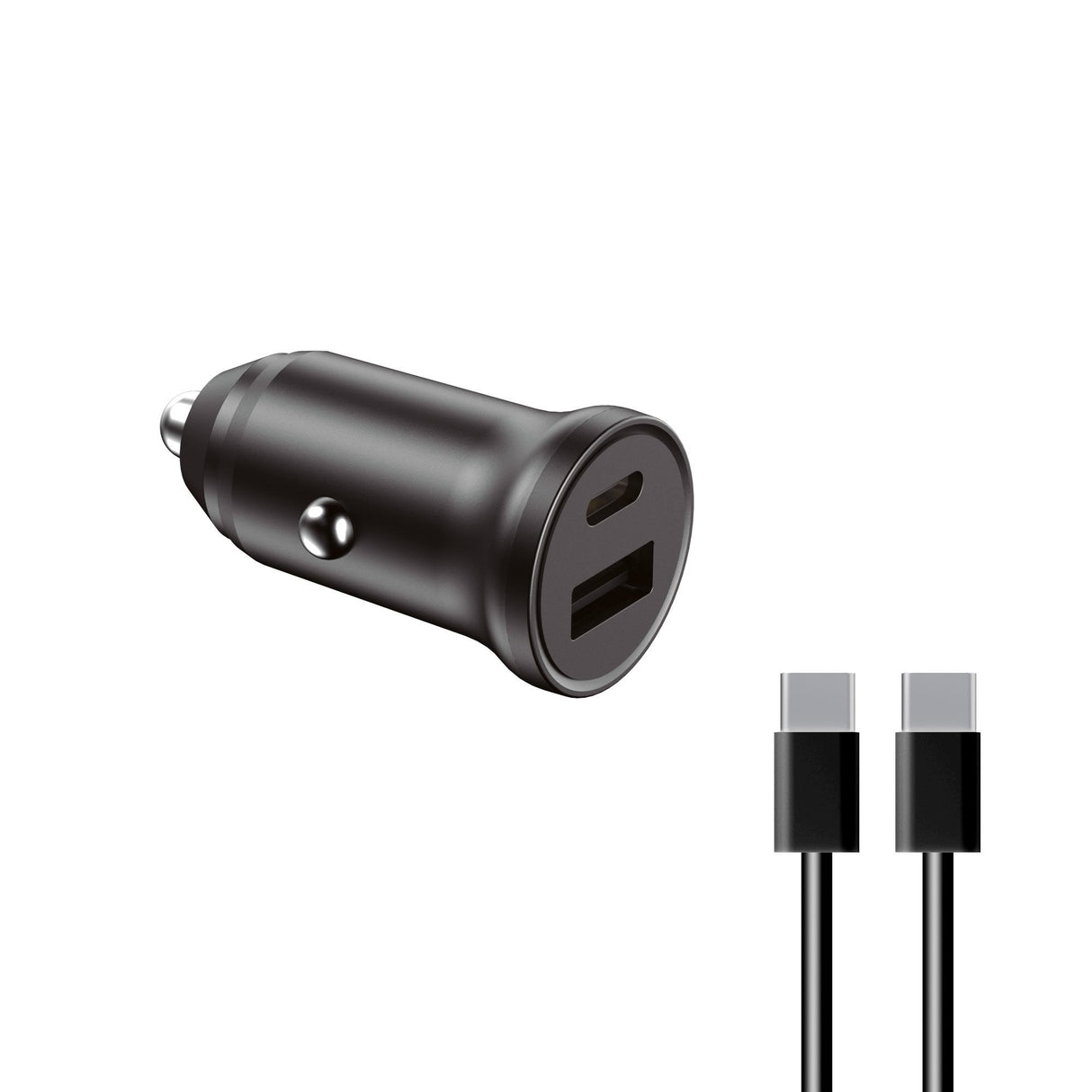 Cargador  Ksix Bxcrc20w Black  Usb-A + Usb-C Para Coche 20w