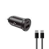 Cargador  Ksix Bxcrc20w Black  Usb-A + Usb-C Para Coche 20w