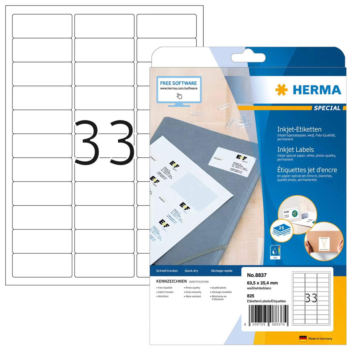 EAN 4008705088374 - HERMA 8837 etiqueta de impresora Blanco Etiqueta para impresora autoadhesiva imagen 1
