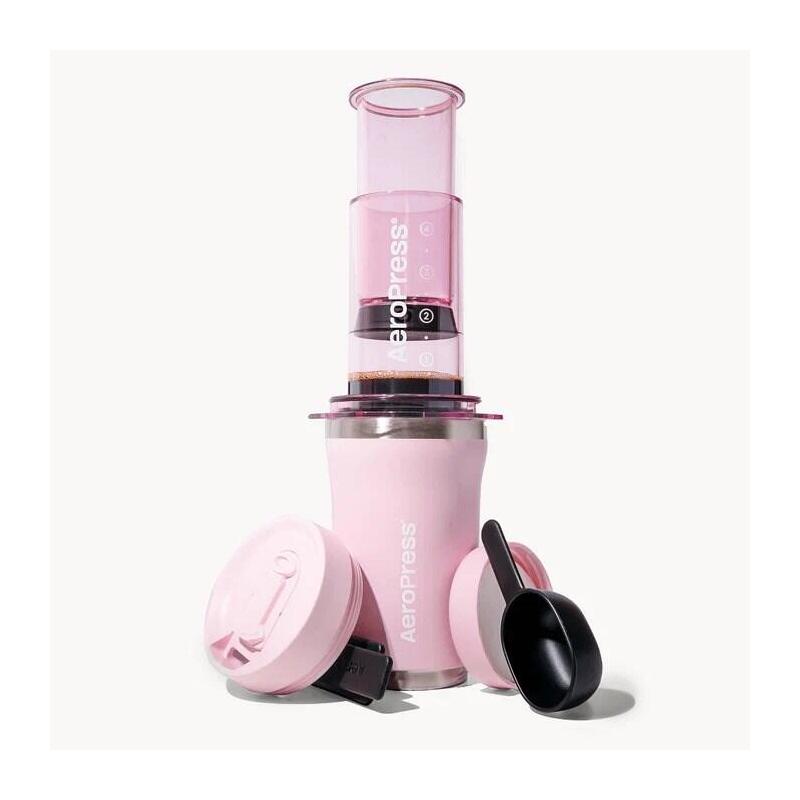 Cafetera Aeropress Go Plus Con Taza Térmica Rosa De 475 Ml