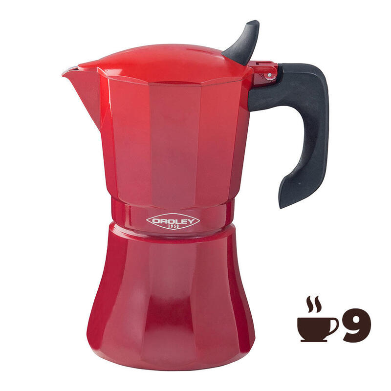 Cafetera De Aluminio De 9 Tazas Mod. Petra Color Rojo Oroley