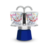 Cafetera Italiana Bialetti Mini Express Kandinsky  Azul, Plata