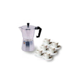 Cafetera Muvip Mv0601 De Aluminio  Capacidad 6 Tazas  Mango Ergonomico - Antiadherente - Apta Para Placas Electricas,