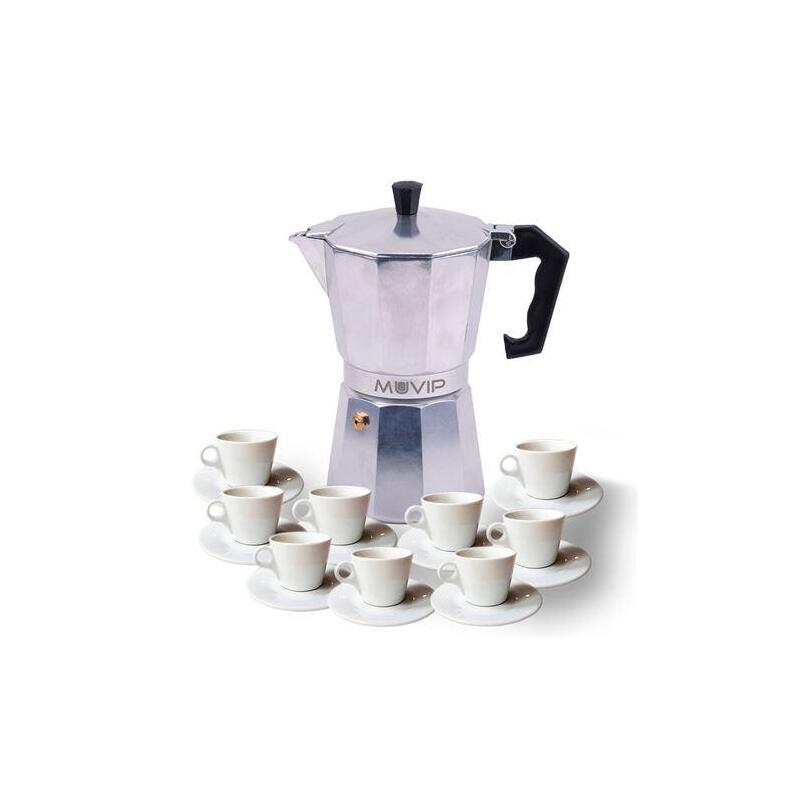 Cafetera  Muvip Mv0602 De Aluminio Capacidad 9 Tazas - Mango Ergonomico - Antiadherente - Apta Para Placas Electricas,