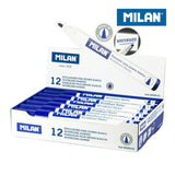 Caja 12 Rotuladores Para Pizarra Blanca Punta Redonda Azul Milan