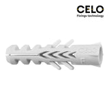 Caja 25 Unid. Taco Nylon Doble Antigiro Din/Ref F Ø12mm Celo