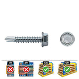 Caja 250 Unid. Punta Broca Hexagonal Din/Ref 7504k Ø4,8x25mm Zincado Celo