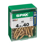 Caja 40 Unid. Tornillo Madera Cabeza Plana Yellox 4,5x40mm Spax