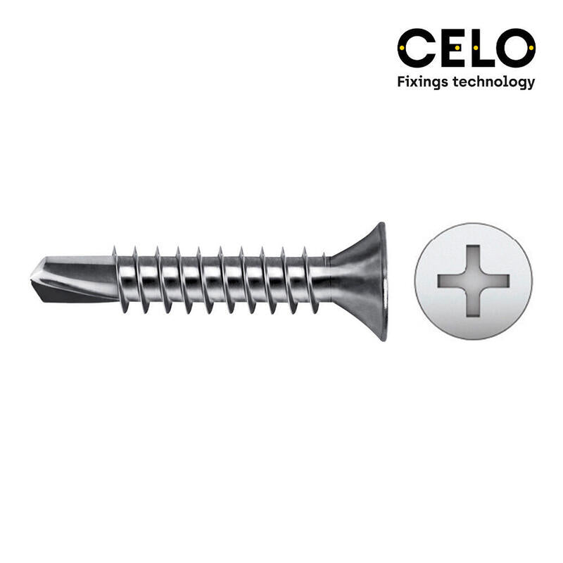 Caja 500 Unid. Punta Broca Avellanada Philips Din/Ref 7504p Ø4,2x19mm Zincado Celo
