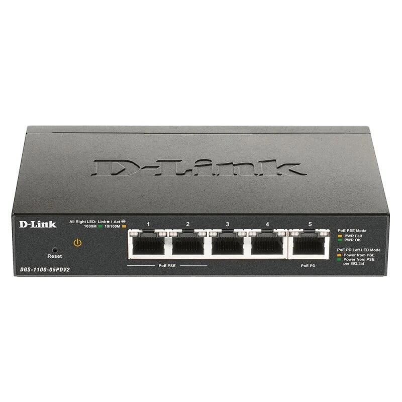 Caja Carton Desprecintada  Nuevo Switch Semigestionable D-Link Dgs-1100-05pdv2 5p Giga 2p Poe
