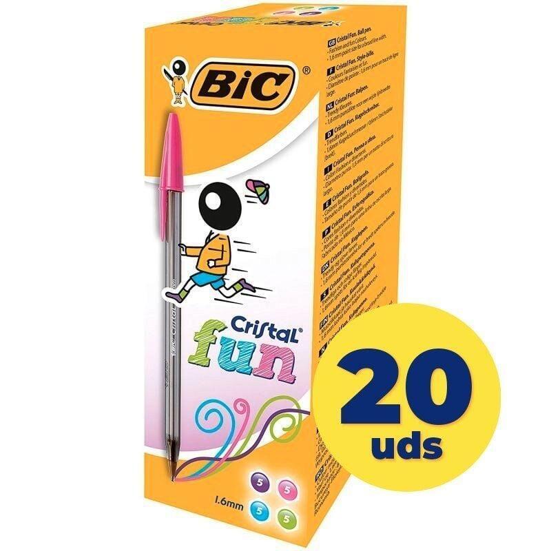 Caja De Bolígrafos De Tinta De Aceite Bic Cristal Fun 895793 20 Unidades Colores Surtidos
