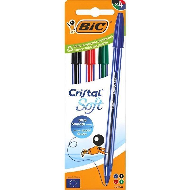 Caja De Bolígrafos De Tinta De Aceite Bic Cristal Original 516343 4 Unidades Colores Surtidos