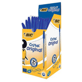 Caja De Bolígrafos De Tinta De Aceite Bic Cristal Original 8373609 50 Unidades Azules